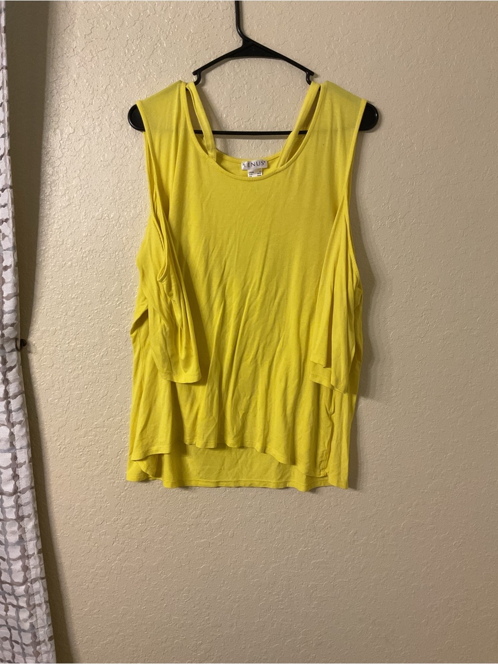 VENUS Yellow Cold-Shoulder Top Draped Short Sleeve Plus Size 2X- L87